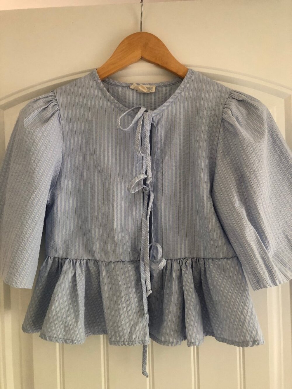 💙🌿 See You Monday Tie-Front Peplum Top | Baby Blue | XS 🌿💙